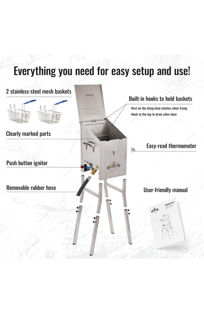 Hike Crew Outdoor 4-Gallon Propane Deep Fryer with Basket, 57000 BTU Outdoor Deep Fryer, Alternate, color, Silver