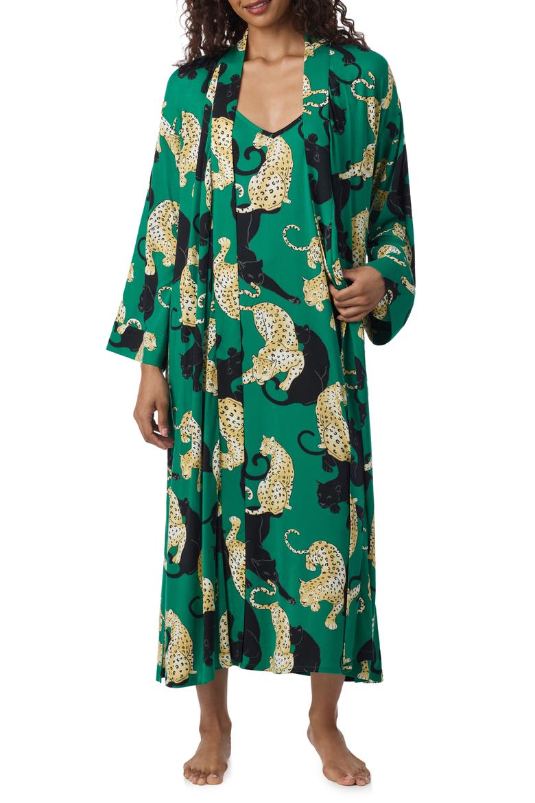 Print Long Robe, Alternate, color, GRN PRT