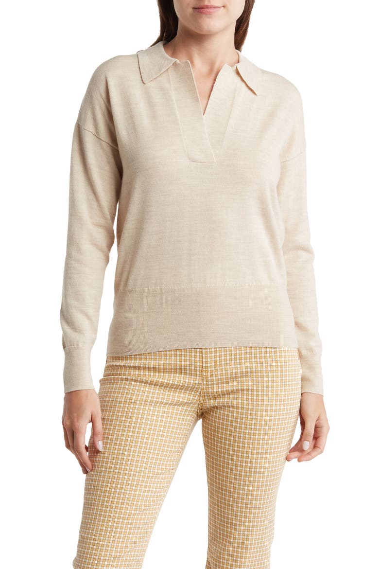 Polo Sweater, Main, color, HEATHER OATMEAL
