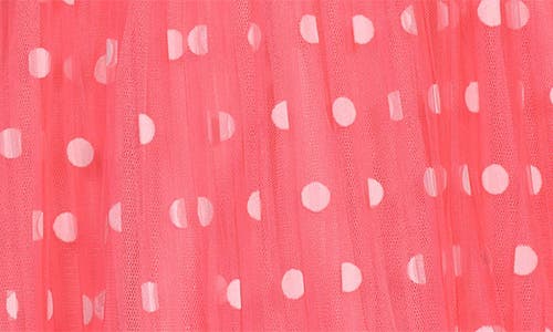 Iris & Ivy Big Bow Dotted Mesh Party Dress & Bloomers In Coral
