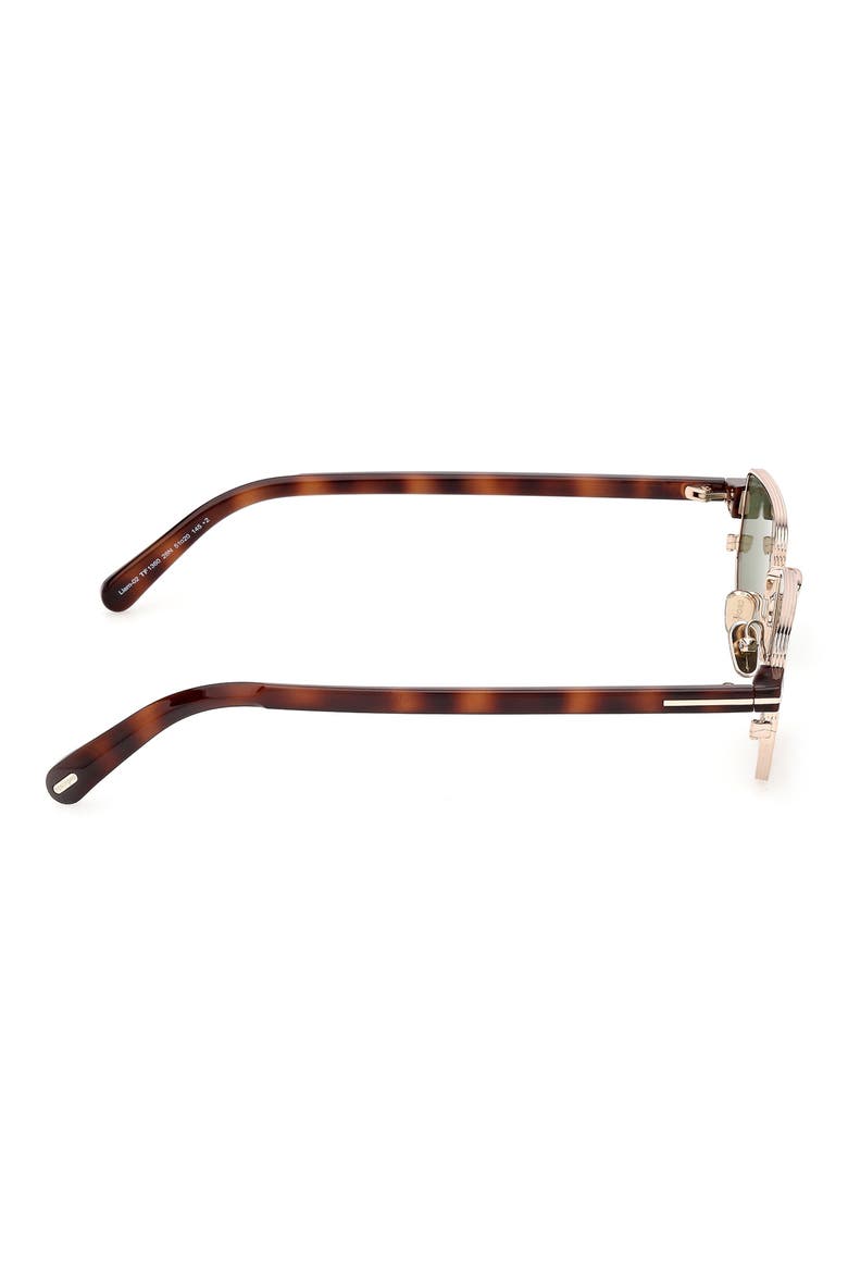 Liam 51mm Rectangular Sunglasses, Alternate, color, SHINY ROSE GOLD/ GREEN LENS