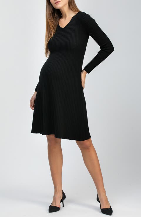 Bianca Rib Long Sleeve Maternity Dress