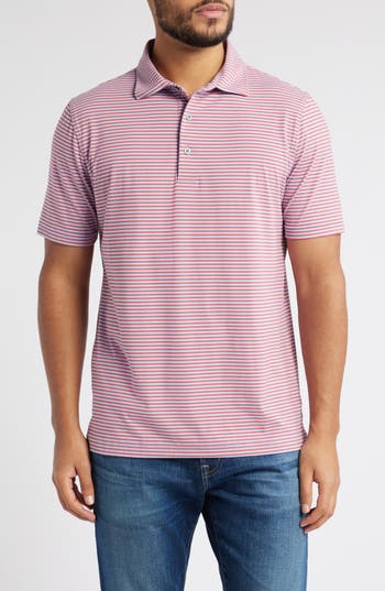 Scott Barber Prep Stripe Polo In Purple