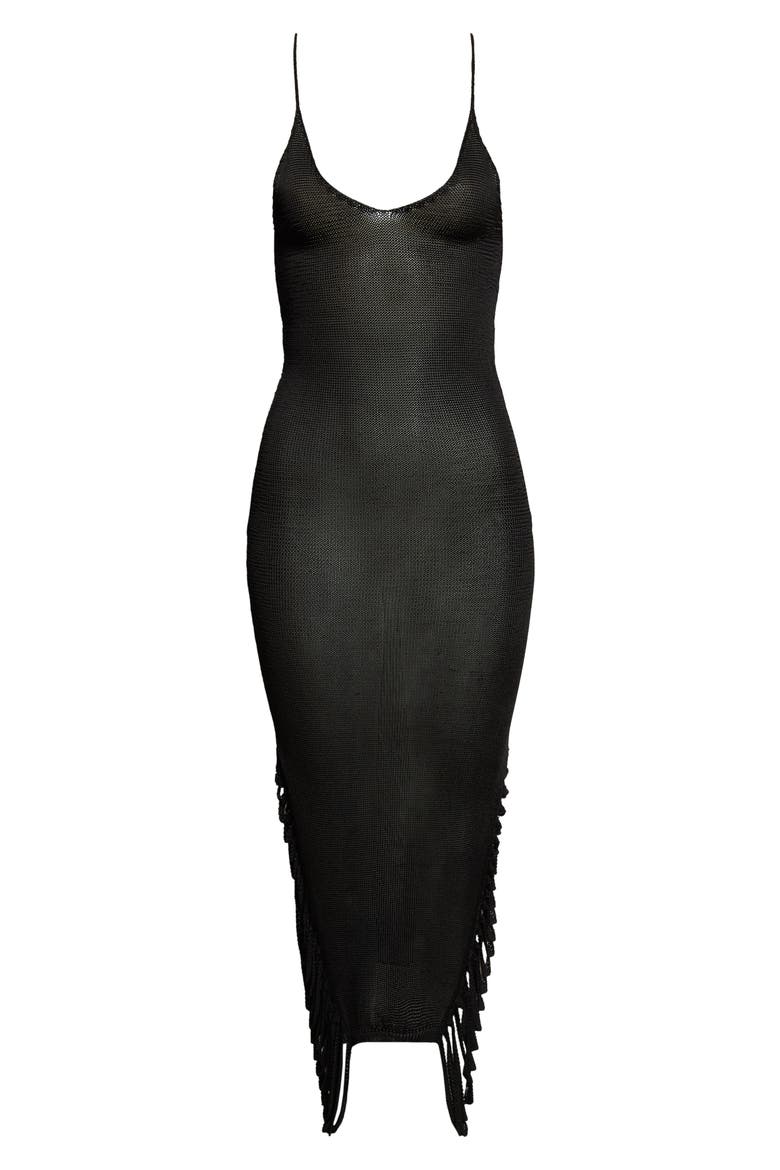 Stalactite Sweater Slipdress, Alternate, color, BLACK