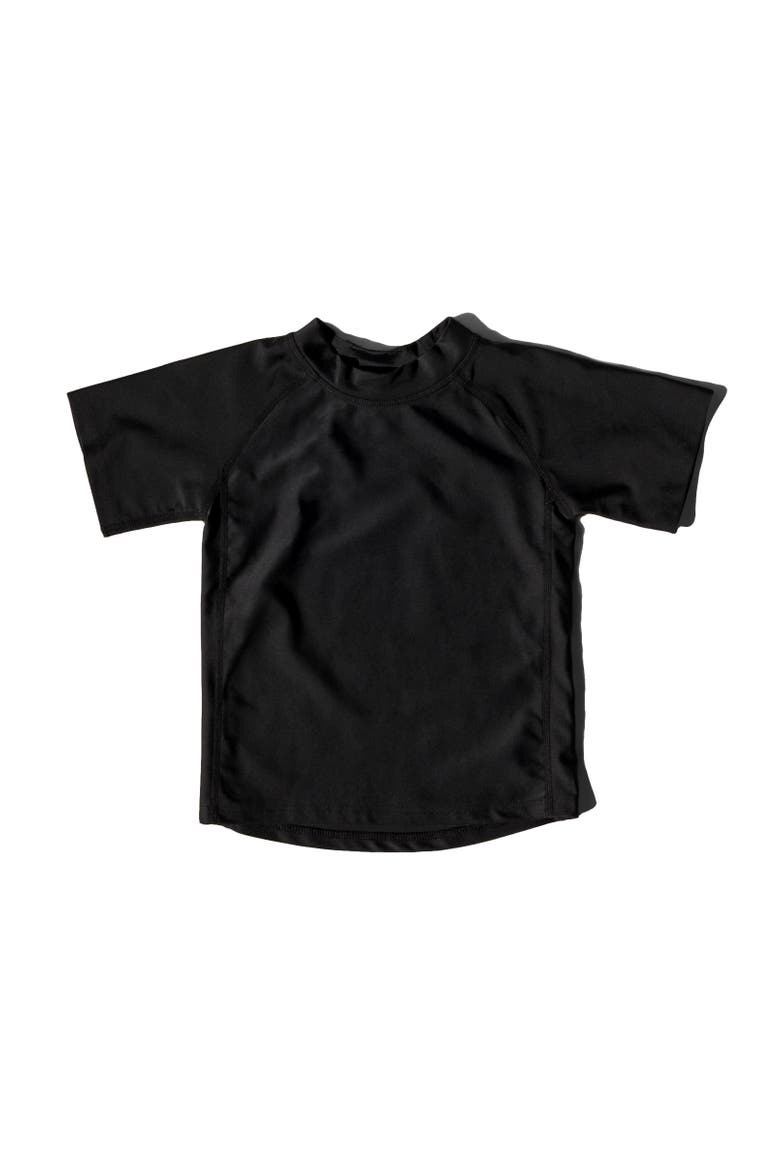 Kids Short Sleeve Rash Guard, UPF 50+ Swim Shirt, Alternate, color, BLACK