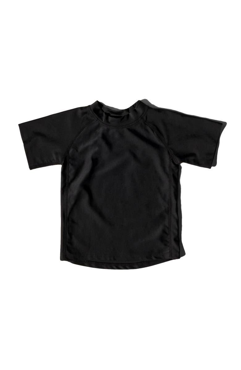 Leveret Kids Short Sleeve Rash Guard, UPF 50+ Swim Shirt, Alternate, color, Black
