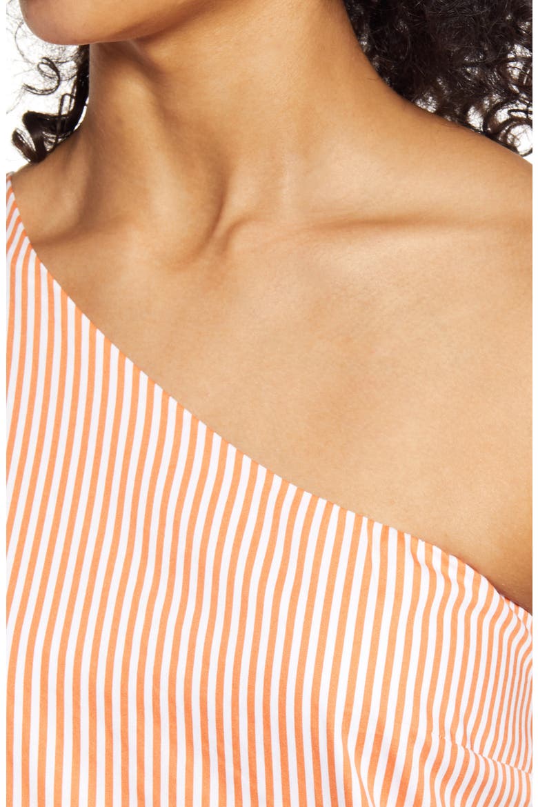 Tiered One-Shoulder Dress, Alternate, color, RED STRIPE