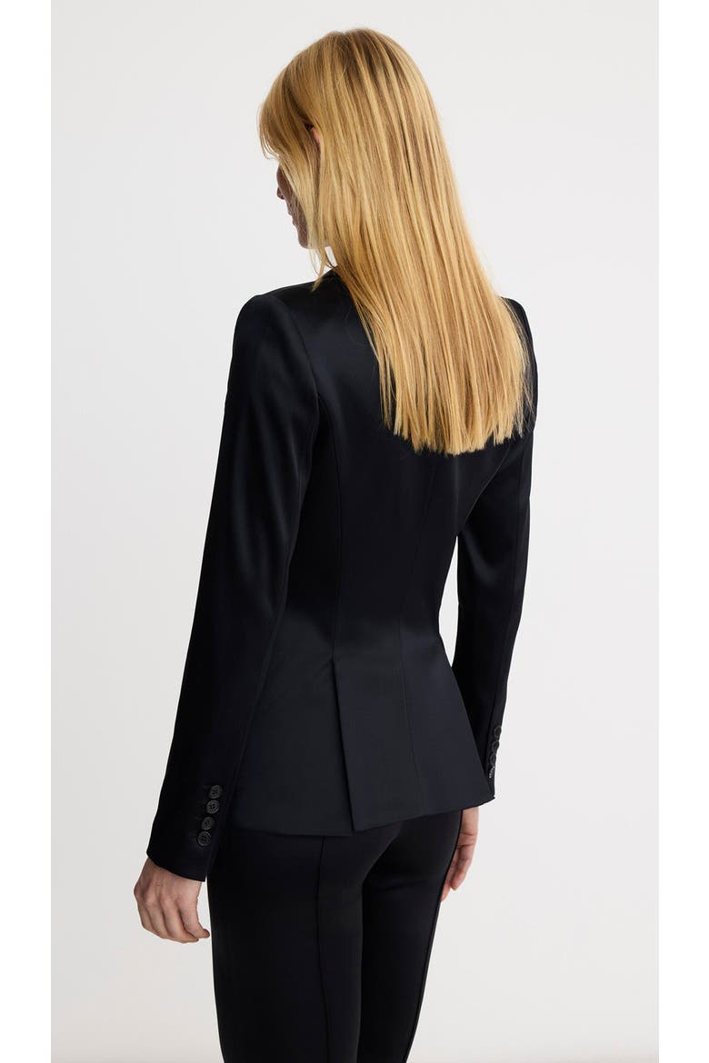 Tuxedo Peaked Lapel Blazer, Alternate, color, Black Satin