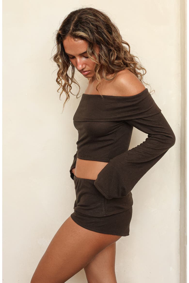 Fold-Over Mini Shorts, Alternate, color, Turkish Coffee