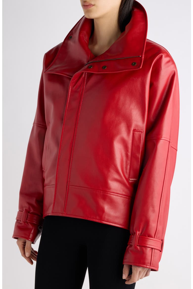 Big Collar Leather Jacket, Alternate, color, 6400 RED