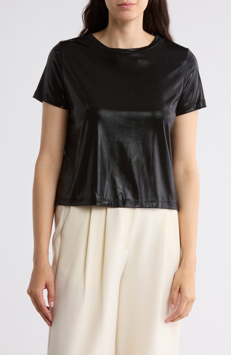 Renee C Metallic Crewneck T-Shirt, Main, color, Black