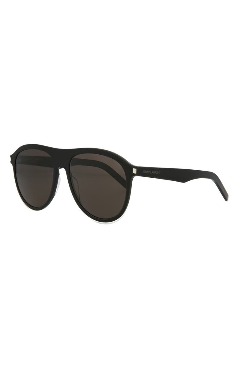 Saint Laurent 57mm Aviator Sunglasses, Alternate, color, Black Black Black