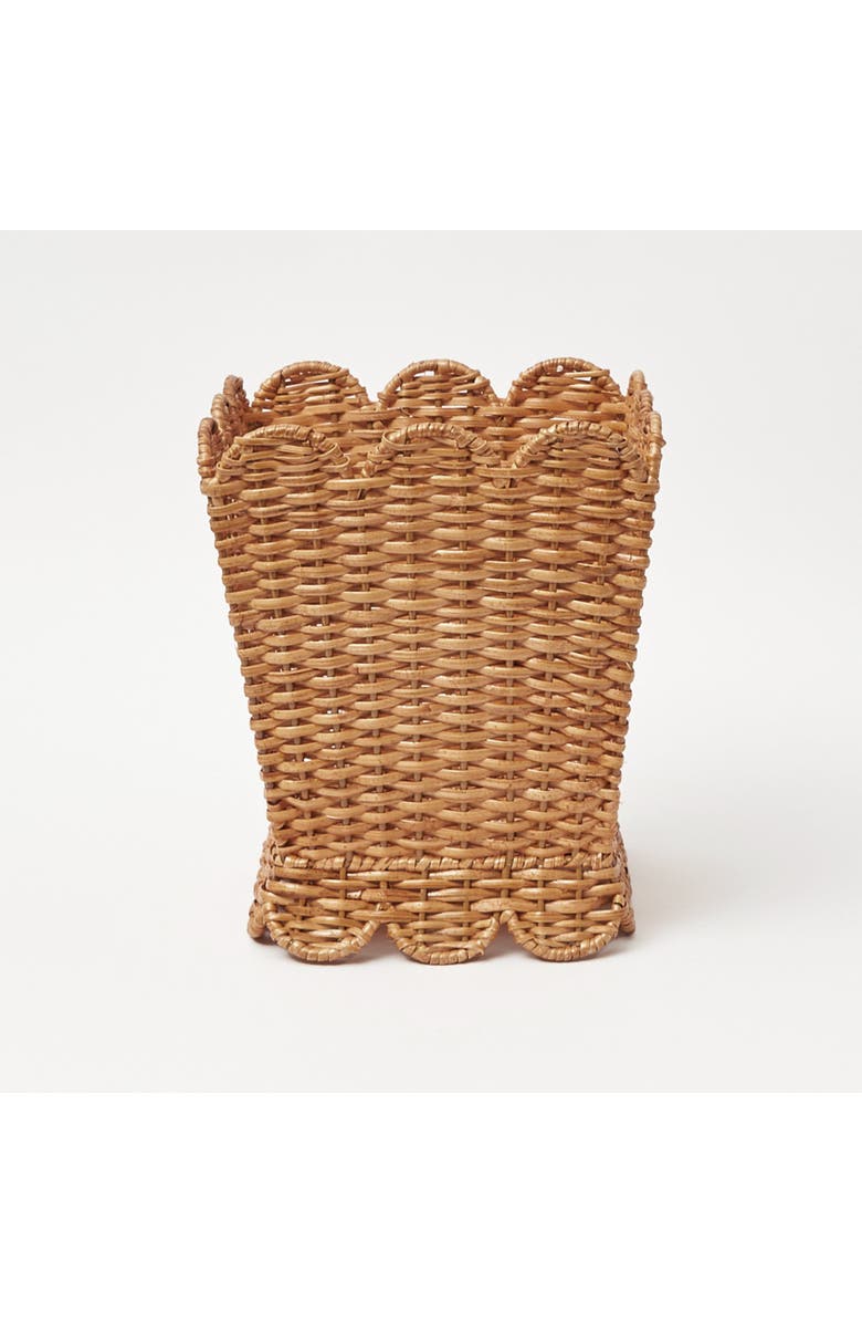 Mrs. Alice Scalloped Rattan Waste Paper Bin, Main, color, Natural