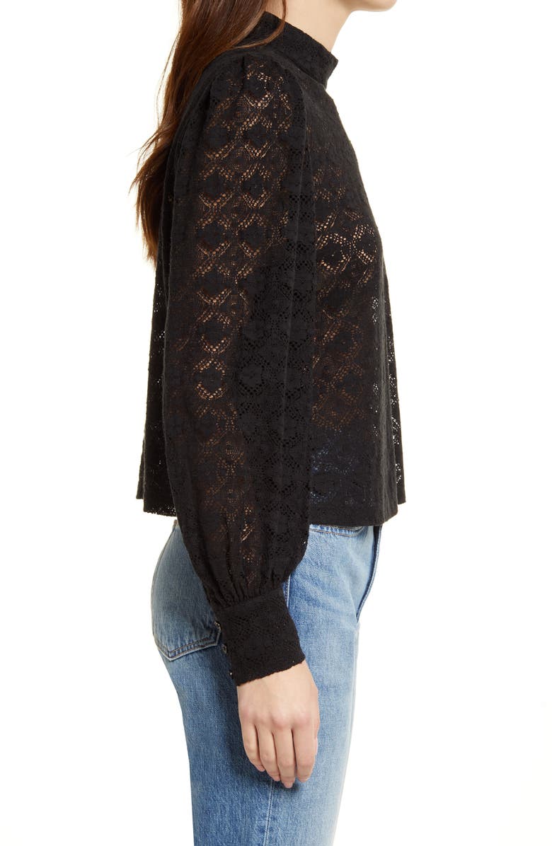 Treasure & Bond Semisheer Mock Neck Long Sleeve Lace Blouse, Alternate, color,