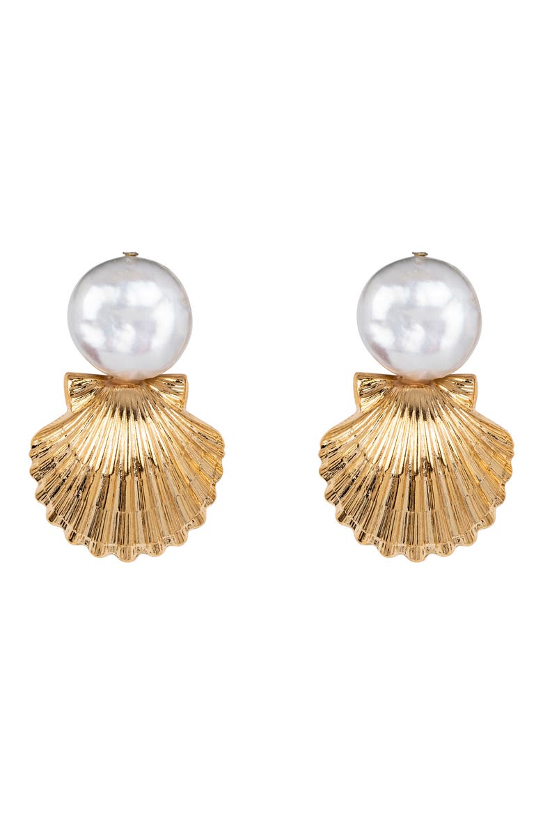 Laguna Shell Drop Earrings, Main, color, GOLD