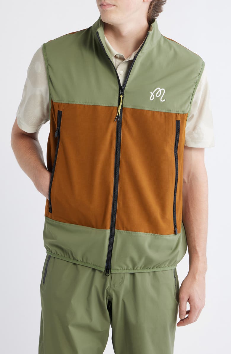 Malbon Golf Albatross Foraging Vest, Alternate, color, Olivine / Pecan