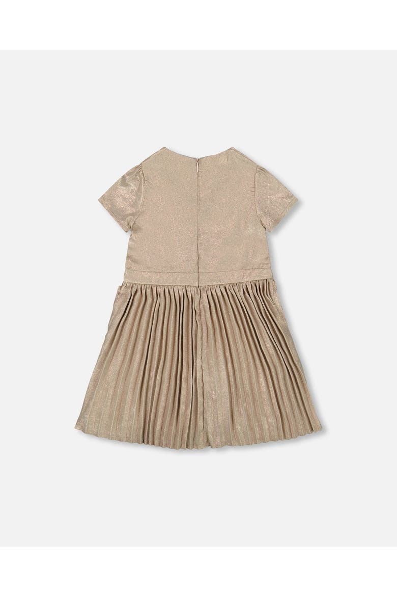 Short Sleeve Dress with Pleated Skirt, Alternate, color, Light Caramel