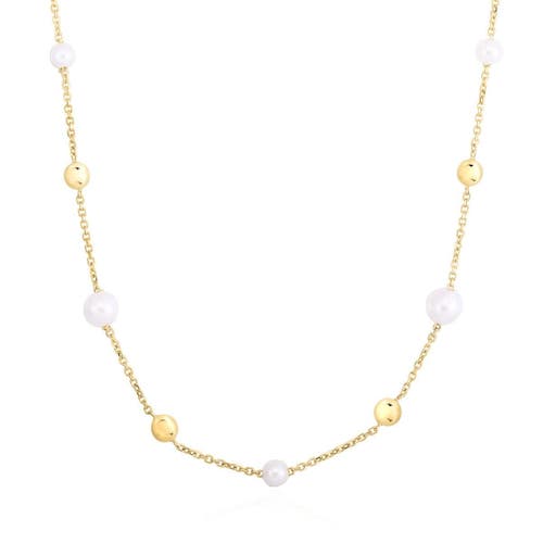 The Lovery Fine Jewelry Pearl And Gold Button Chain Necklace In White