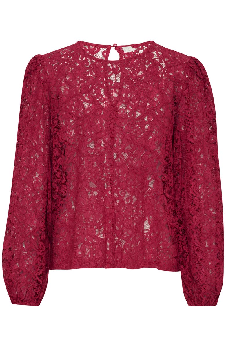 Kaffe KAlanice Lace Balloon Sleeves Blouse, Alternate, color, Rumba Red