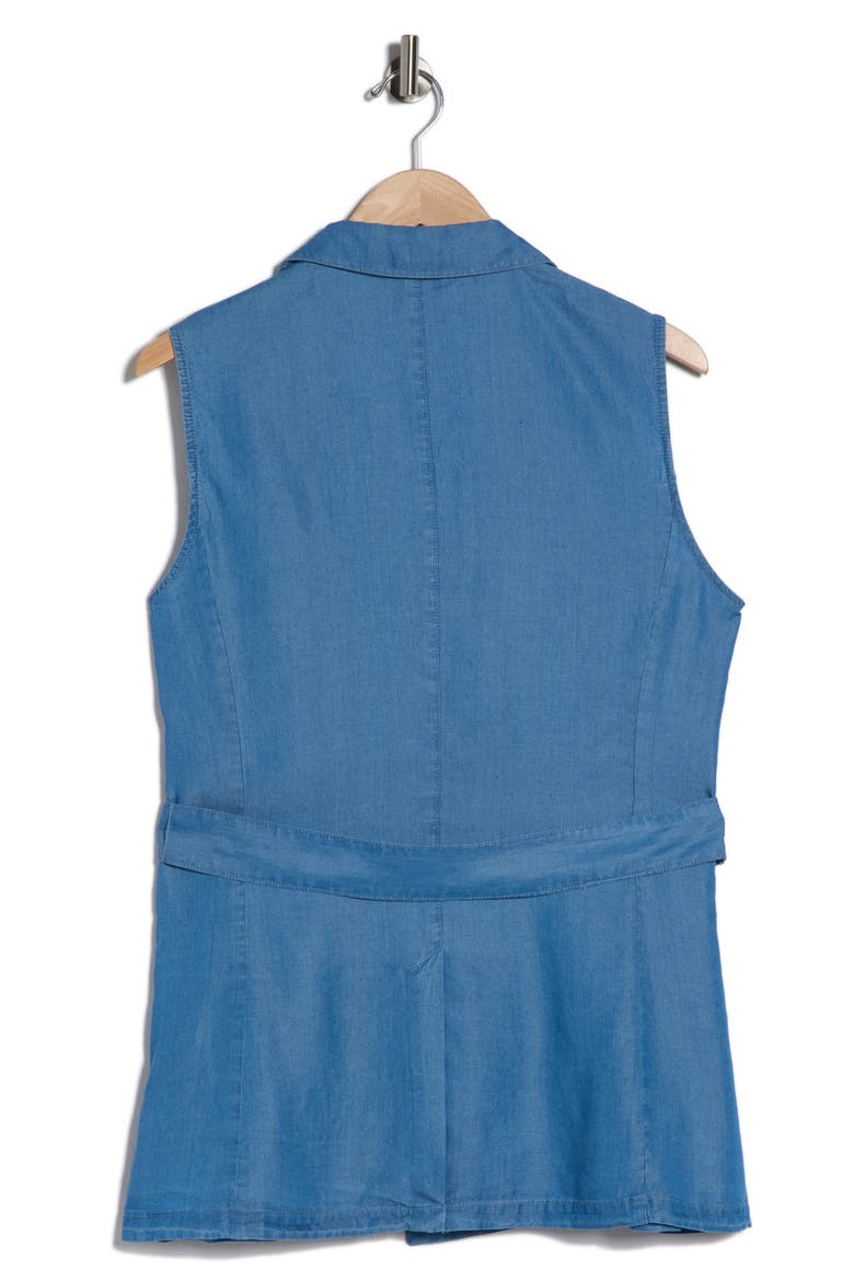 Belted Denim Vest, Alternate, color, MEDIUM WASH