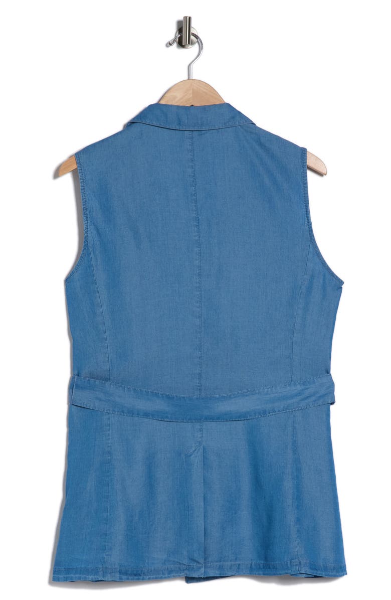 Nicole Miller Belted Denim Vest, Alternate, color, Medium Wash