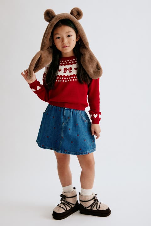 Patterned Denim Skirt