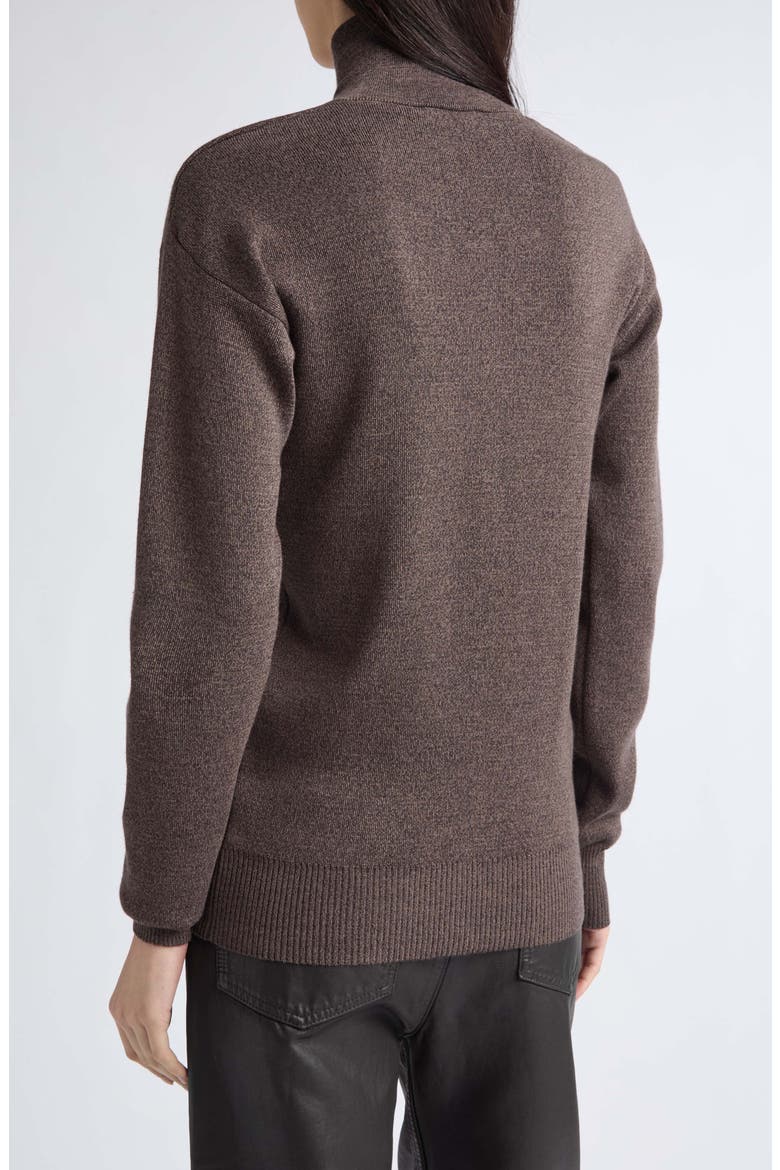 Merino Wool Mock Neck Cardigan, Alternate, color, ECORCE MELANGE