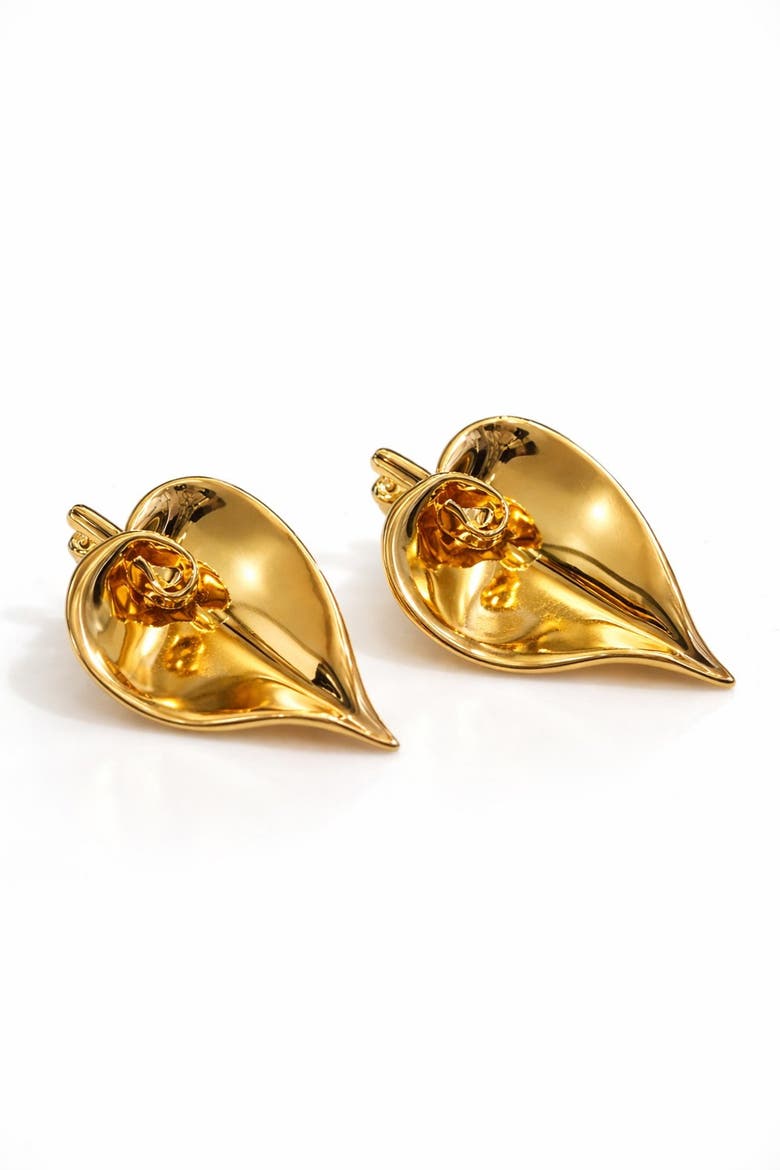 Calla Lily Heirloom Studs, Main, color, Gold