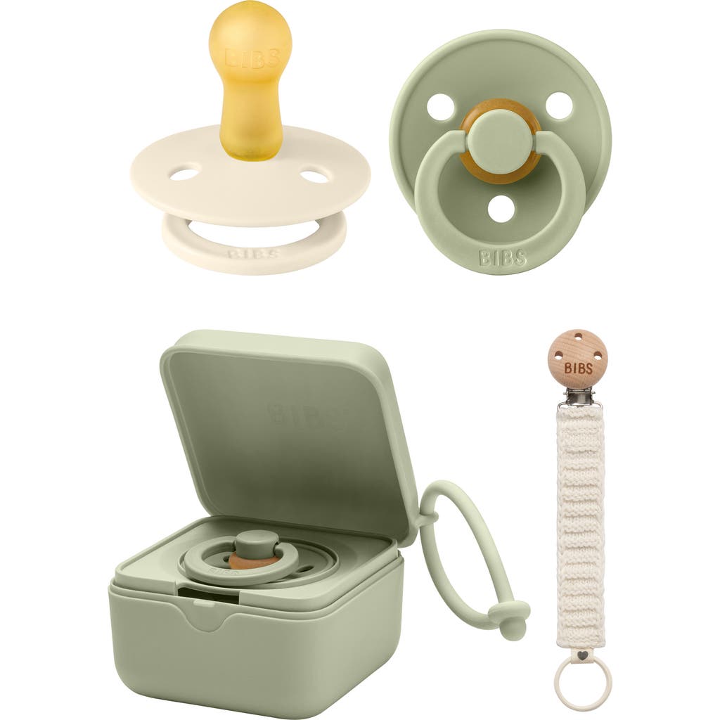 BIBS Pacifer, Pacifier Box & Pacifier Clip Set in Ivory/Sage at Nordstrom