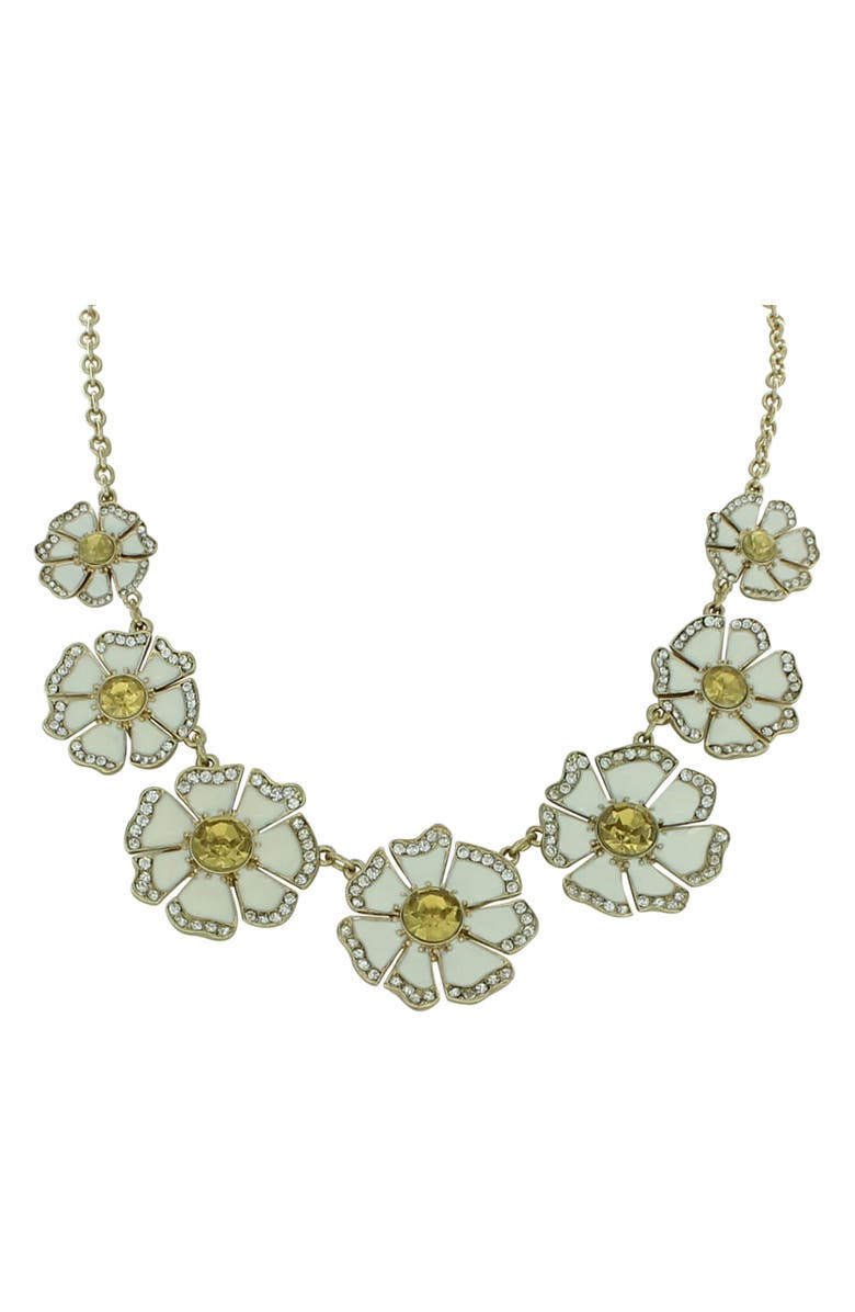 OLIVIA WELLES Crystal Floral Collar Necklace, Alternate, color, Gold / White