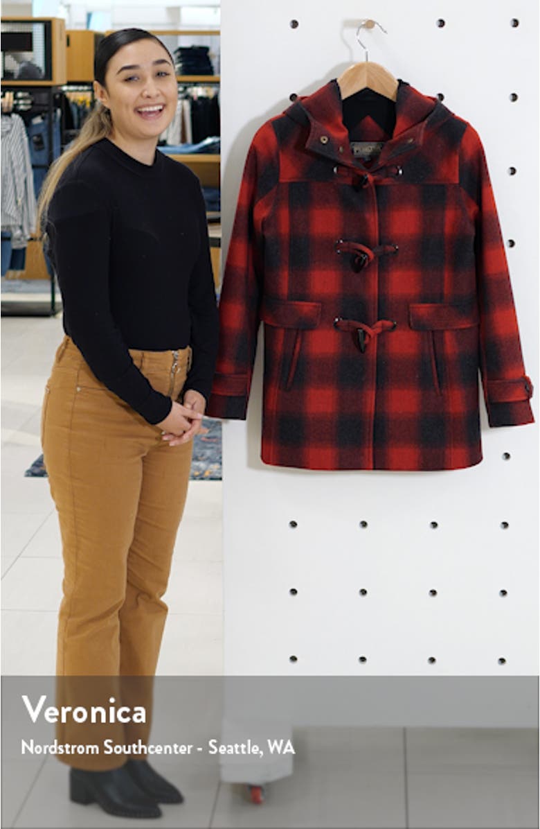 Roslyn Plaid Wool Blend Duffle Coat, sales video thumbnail