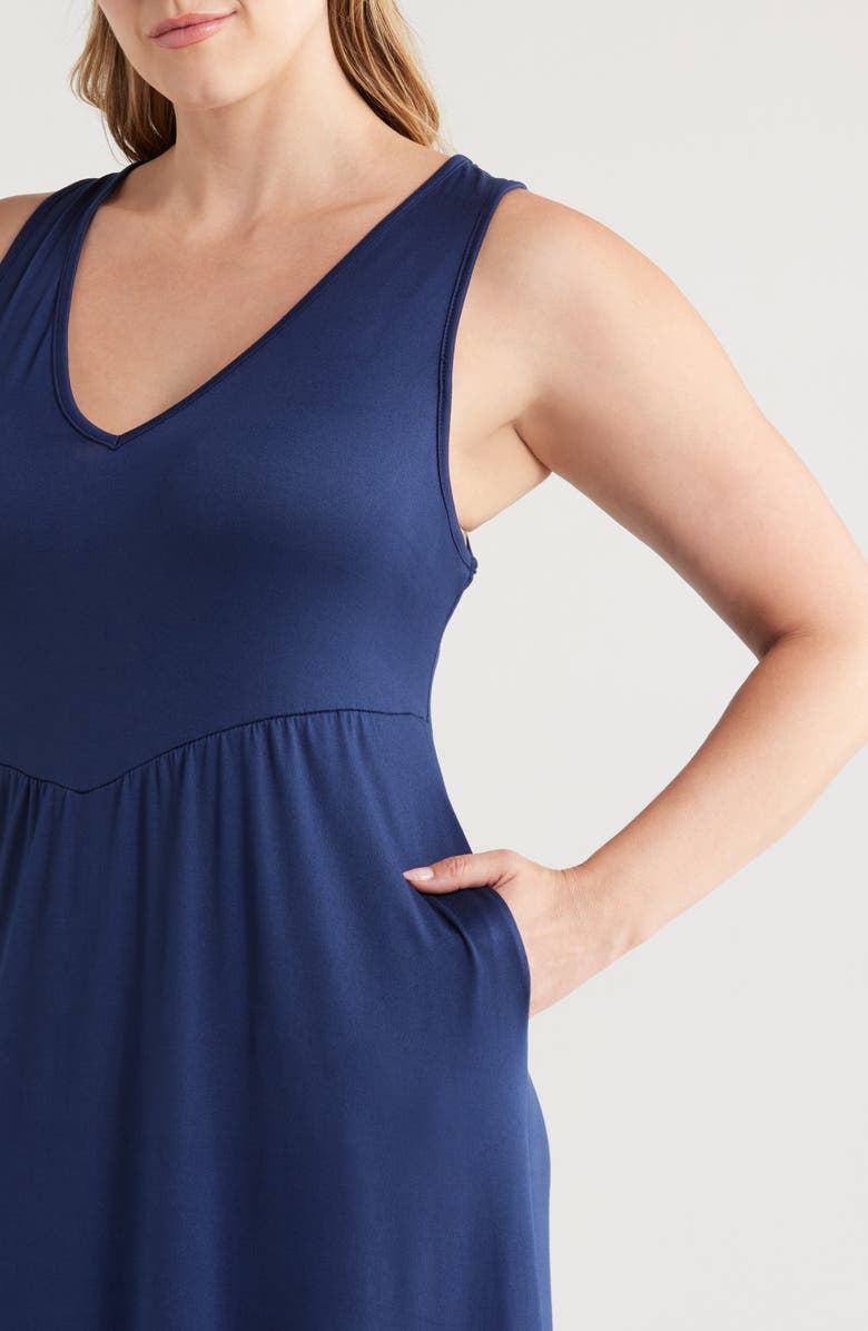 24seven Comfort Apparel Sleeveless Stretch Maxi Dress, Alternate, color, Navy