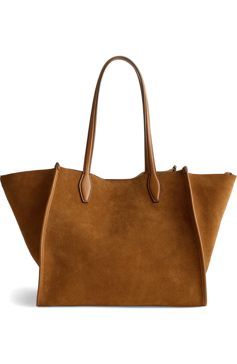 Madewell The Lexington Suede Tote, Main, color, Aged Cognac