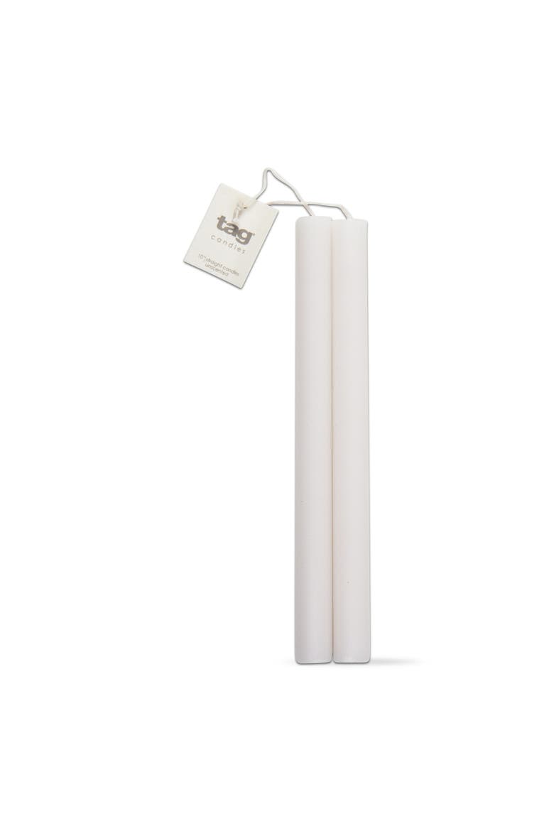 Straight Taper Paraffin Wax Candle Set of Two Elegant Candles, Main, color, White