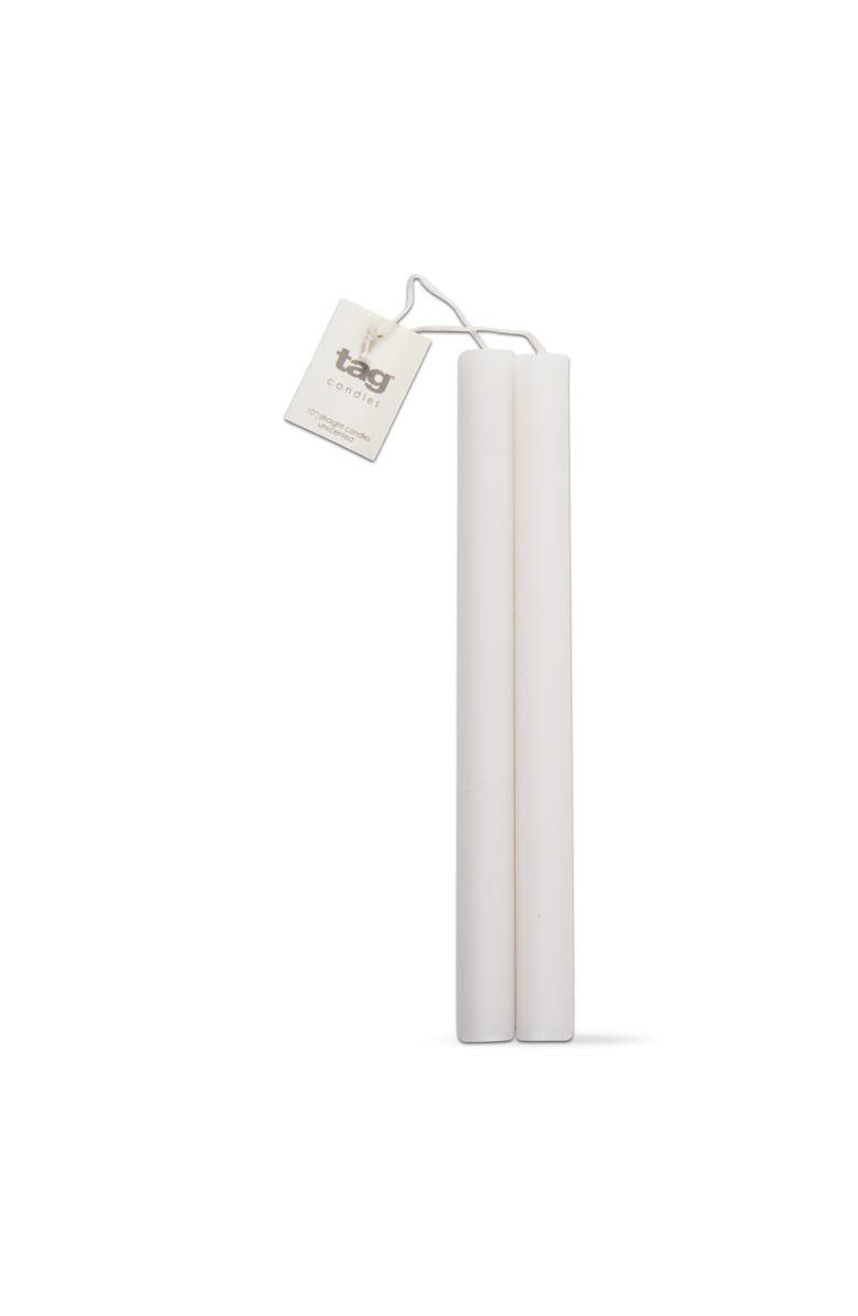 tag Straight Taper Paraffin Wax Candle Set of Two Elegant Candles, Main, color, White