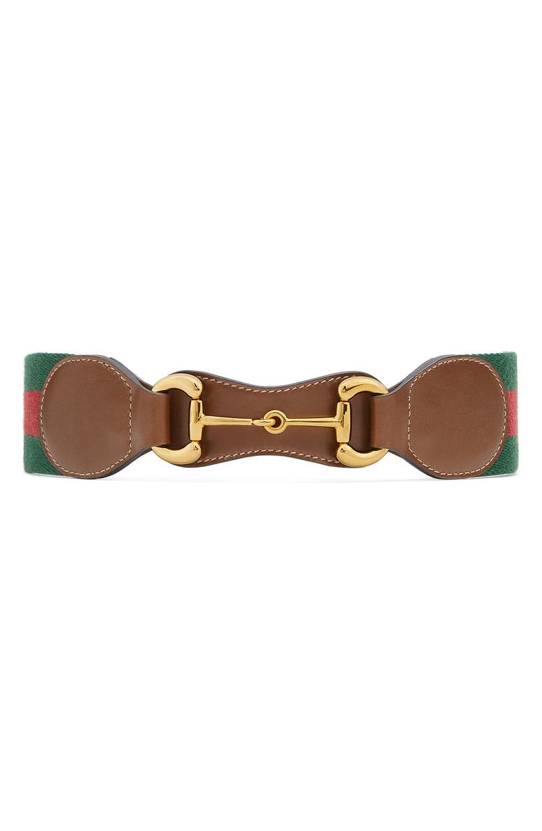 Gucci Horsebit Stripe Web Belt, Main, color, 
