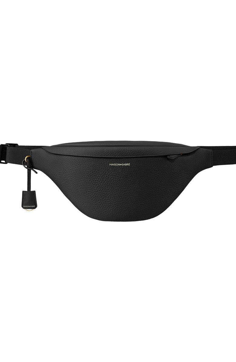 MAISON de SABRÉ Large Leather Sling Bag, Main, color, Black Caviar