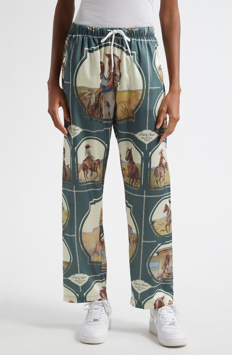 Melody Ehsani Cowgirl Satin Pants, Main, color, 