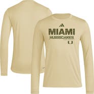 adidas Men's adidas Natural Miami Hurricanes Strategy Pre-Game Long Sleeve T-Shirt