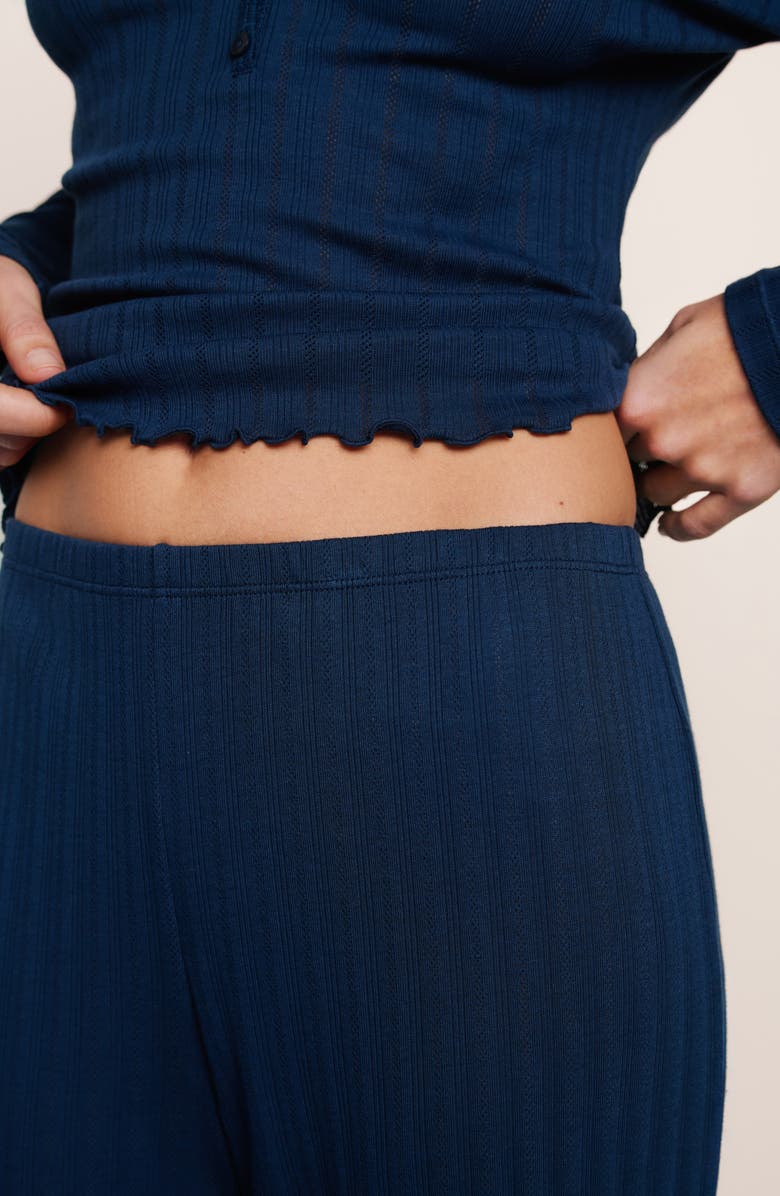 Eberjey Pointelle Rib Pajama Pants, Alternate, color, Navy