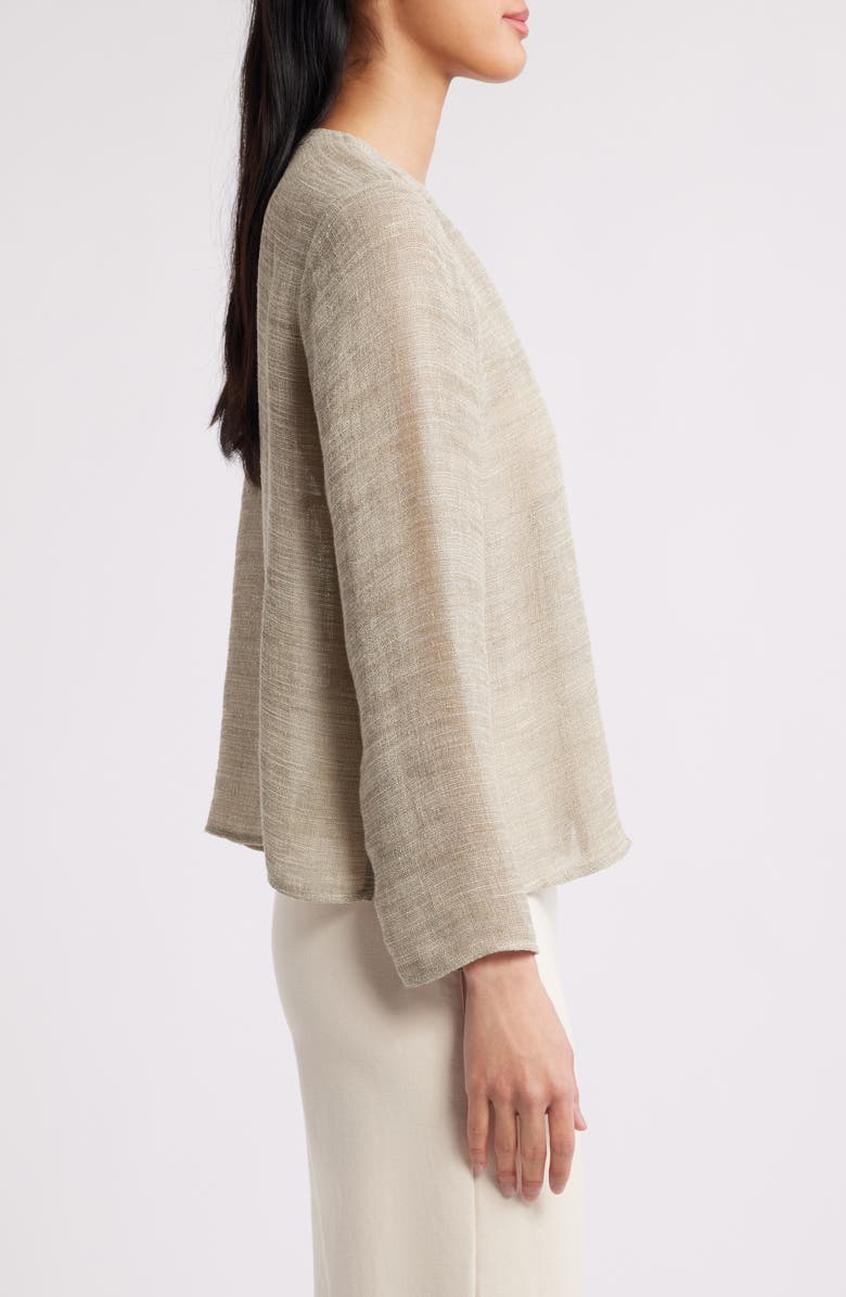 Eileen Fisher V-Neck Organic Linen Blend Button-Up Top, Alternate, color,