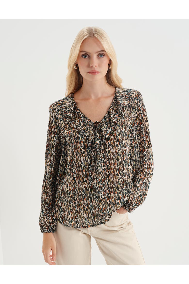 Trinity Printed Chiffon Blouse, Alternate, color, Green Abstract Animal