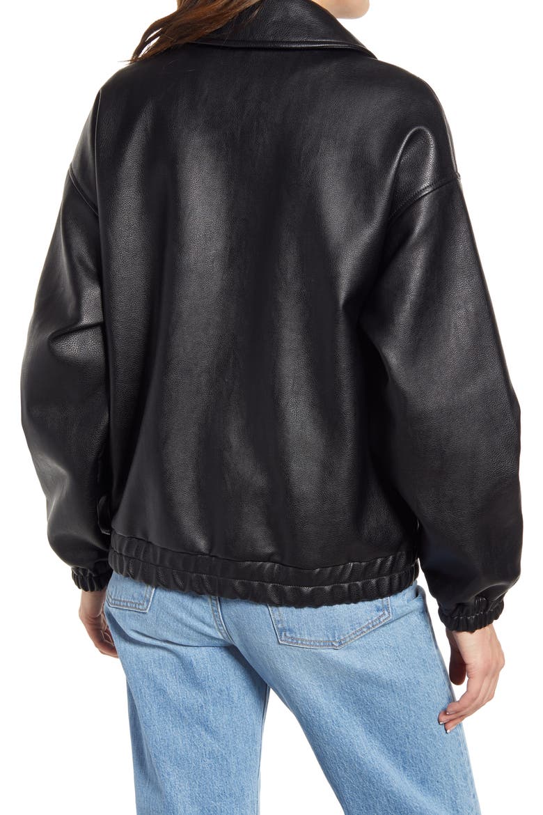 Levis® Women's Faux Leather Dad Bomber Jacket, Alternate, color, BLACK