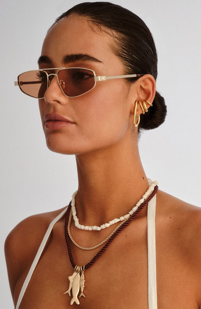 Le Specs Treausure 59mm Oval Sunglasses, Alternate, color, Gold / Chocolate Mono