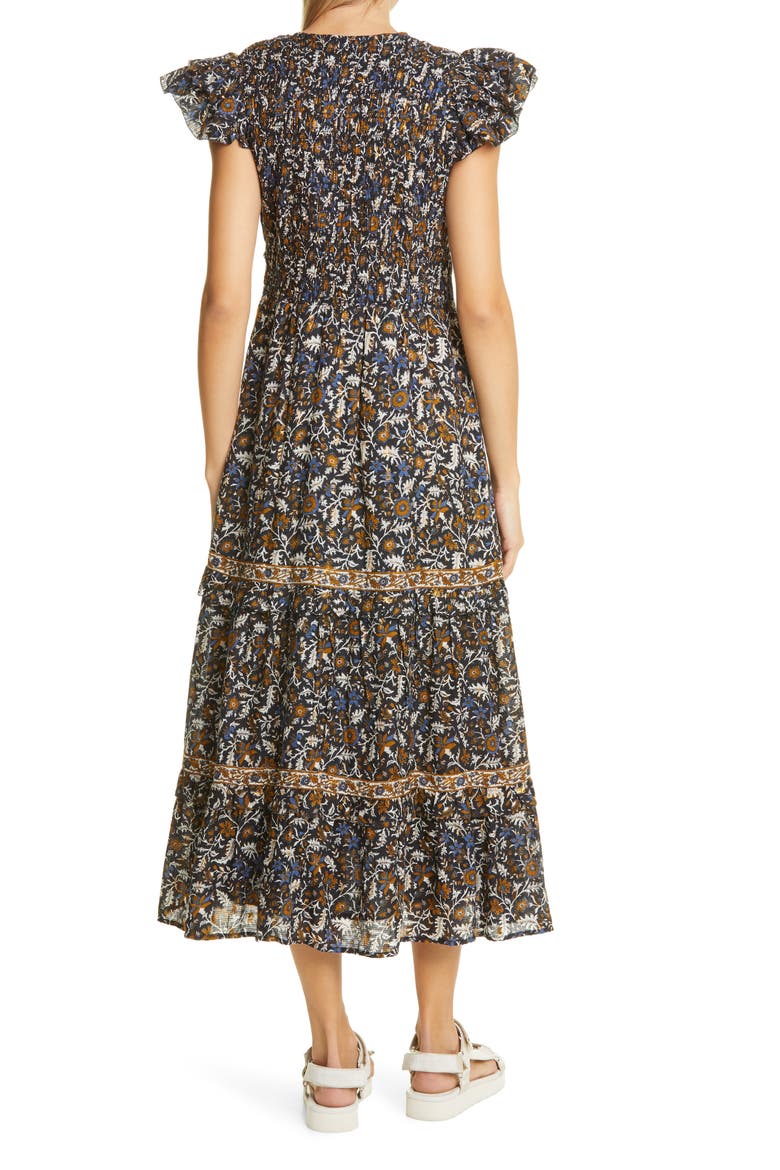 Walker Metallic Flutter Sleeve Maxi Dress, Alternate, color, MULTI