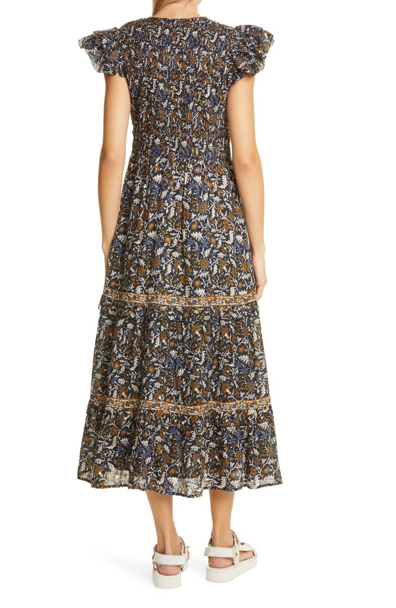 Sea Walker Metallic Flutter Sleeve Maxi Dress, Alternate, color, 