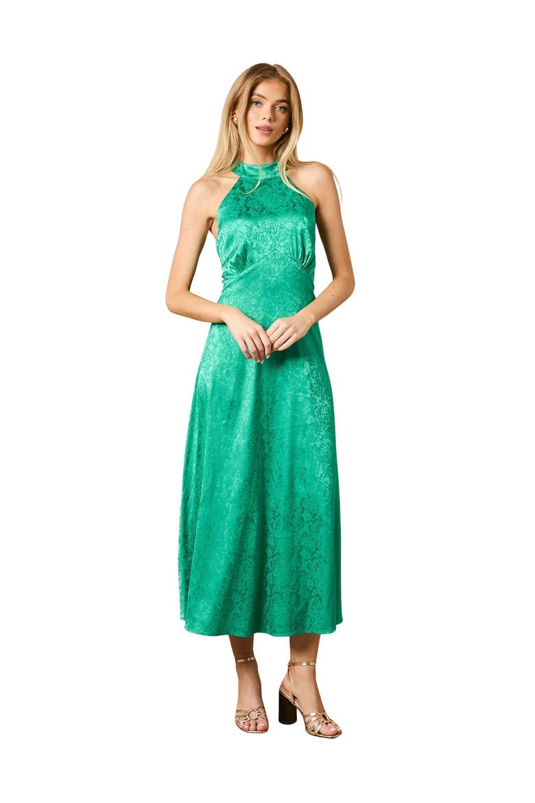 Bias Halterneck Midi Dress, Main, color, Green