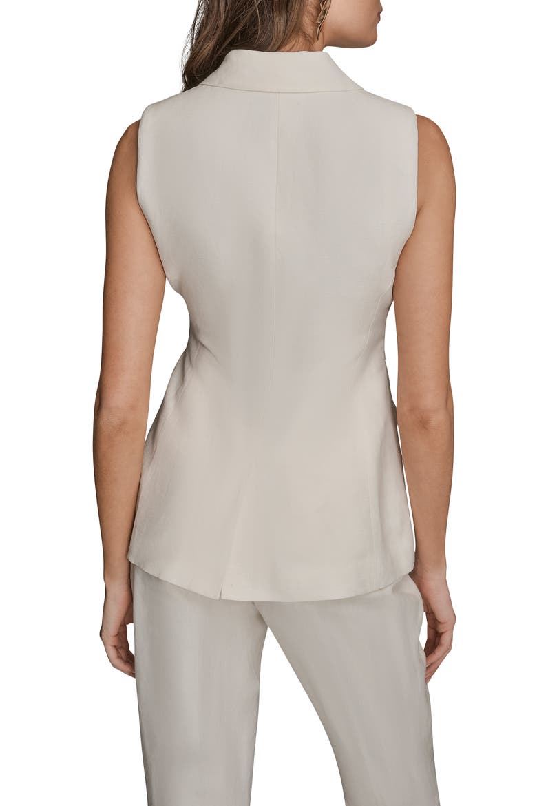 Belted Linen Blend Long Vest, Alternate, color, CREAM