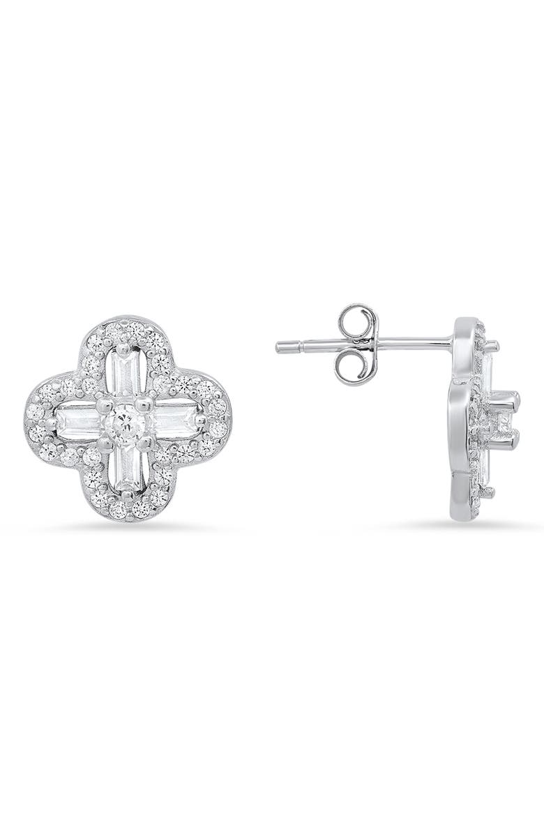 Queen Jewels Sterling Silver CZ Stud Earrings, Main, color, Silver