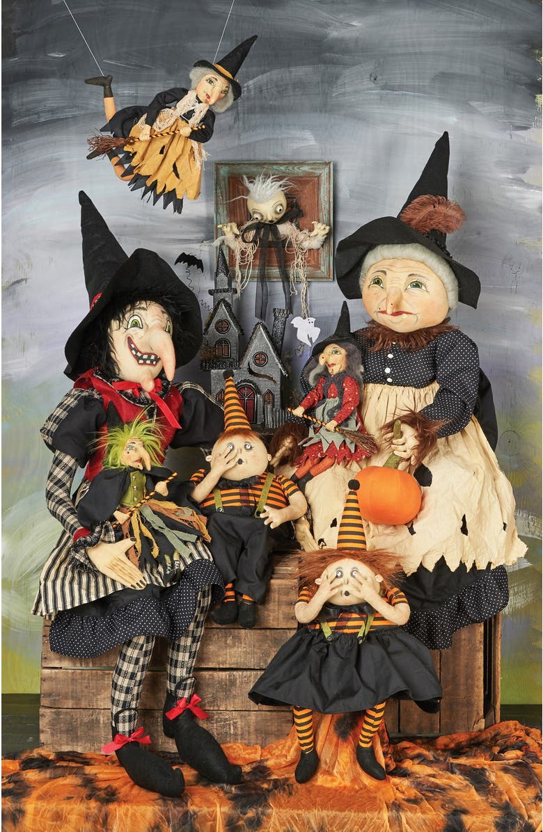 Gallerie II Eunice Witch Joe Spencer Gathered Traditions Halloween Art Doll Figure, Alternate, color, Black